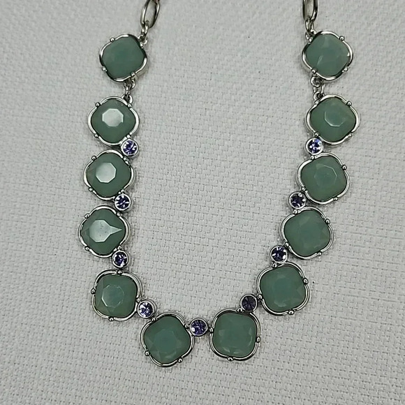 Lia Sophia Statement Necklace in Silver with Mint Green and Blue Accents - Picture 4 of 13
